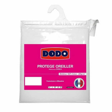 Weißer DODO Kopfkissen-Schutz 60x60 cm, verpackt. Baumwolle und Reißverschluss.