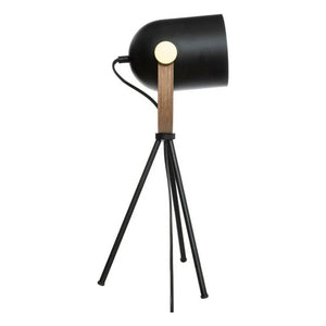 Schwarze Atmosphera Action Tischlampe mit Stativ. Modernes Design mit Holzdetail.