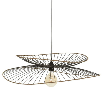 Schwarze Atmosphera Alara Deckenlampe mit offenem Design und sichtbarer Glühbirne.