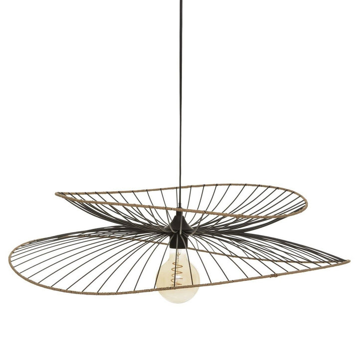 Schwarze Atmosphera Alara Deckenlampe mit offenem Design und sichtbarer Glühbirne.