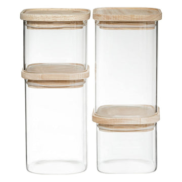 Secret de Gourmet Glas Kanister Set mit Holzdeckel für Küche - homely Family Shop