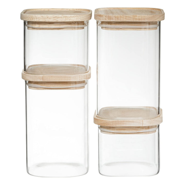 Secret de Gourmet Glas Kanister Set mit Holzdeckel für Küche - homely Family Shop