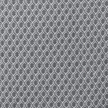 Detailaufnahme: Graues Baumwoll Kissen mit geometrischem Diamantmuster.