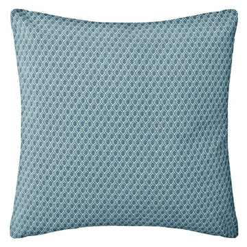 Blaues Baumwoll-Kissen mit geometrischem Rautenmuster (38x38 cm).