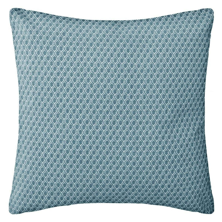 Blaues Baumwoll-Kissen mit geometrischem Rautenmuster (38x38 cm).