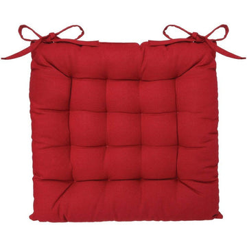 Rotes Atmosphera Stuhlkissen, 38x38 cm, mit Bändern und gestepptem Design.