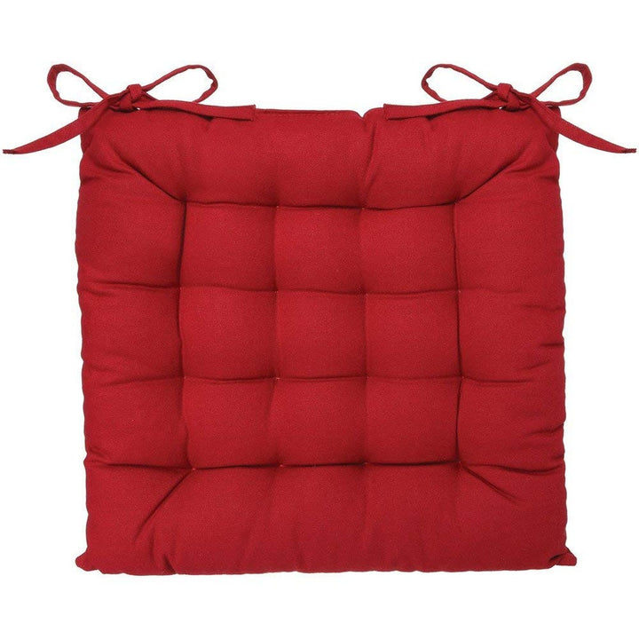 Rotes Atmosphera Stuhlkissen, 38x38 cm, mit Bändern und gestepptem Design.