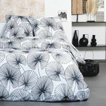 Bettdeckenbezug mit floralem Muster. Das Set in Schwarz und Weiß sorgt für einen modernen Look.