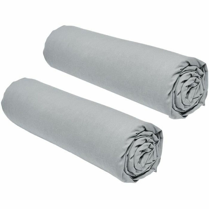 Graue Bettlaken Essential 2er-Pack, 90x190 cm, gerollt.