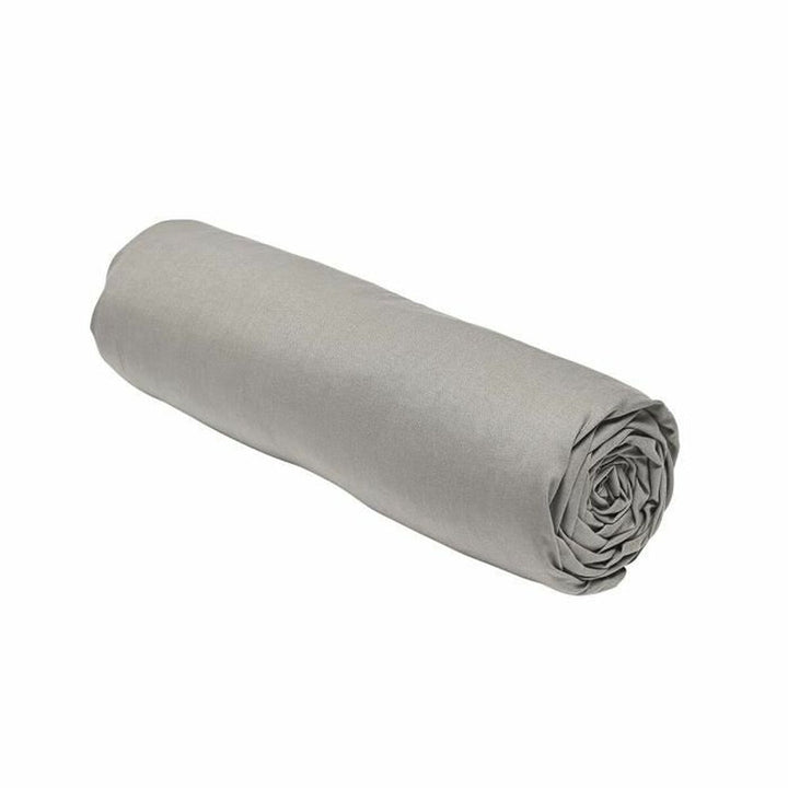 Beige Spannbetttuch 140 x 200 cm gerollt. Essential Bettwäsche für Schlafzimmer.