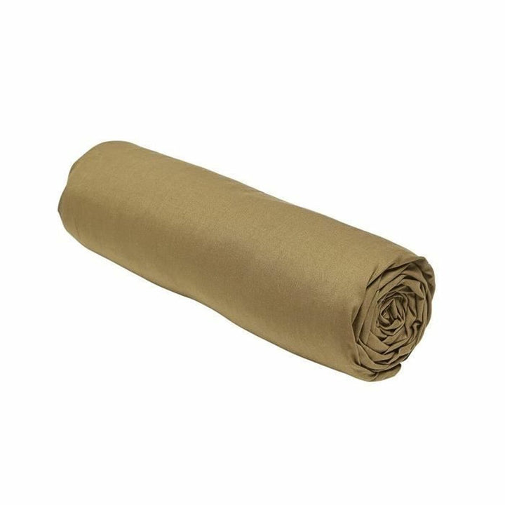 Bronze Spannbetttuch 140x200 cm, gerollt. Elastisches Essential Spannbetttuch.