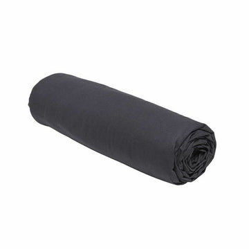 Gerolltes anthrazitfarbenes Spannbetttuch 180x200 cm. Essential Schwarz Textur.