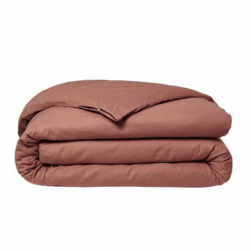 Terracotta roter Bettdeckenbezug 140 x 200 cm, schlichtes Design.