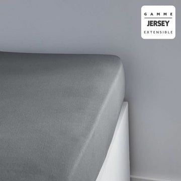 Graues Jersey Bettlaken 140x190 cm, weiche Textur.