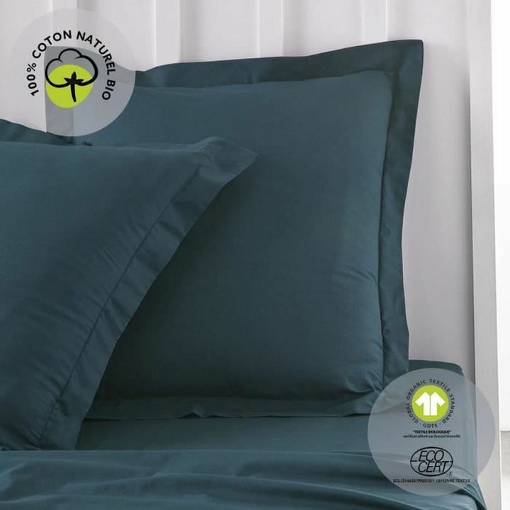 Blauer Kissenbezug TODAY 63x63 cm aus Bio-Baumwolle mit schlichtem Design.