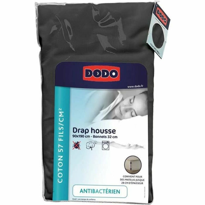 Anthrazit Bettlaken 90x190 von DODO. Antibakteriell und 57 Baumwollfäden. Weich und bequem.