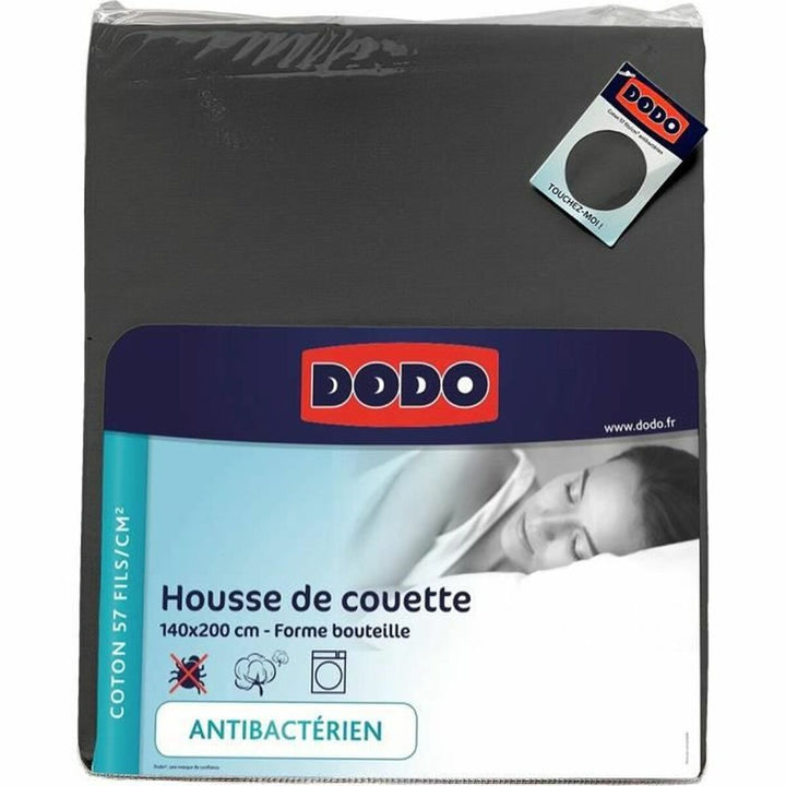 Dunkelgrauer, antibakterieller DODO Bettdeckenbezug, 140x200 cm, verpackt.