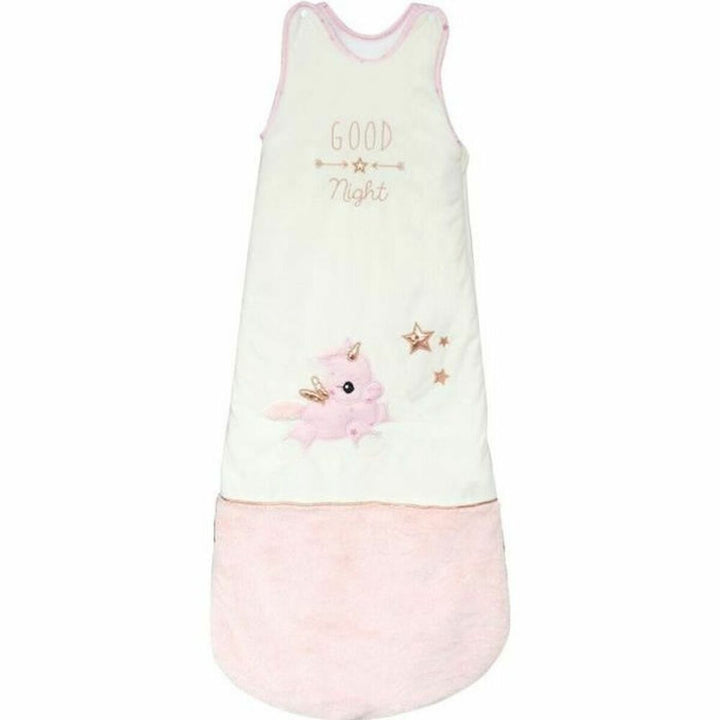 Domiva Jolly Schlafsack mit Einhorn-Motiv. Weißer Schlafsack mit rosa Details für Babys.