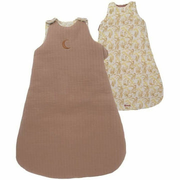 Domiva Schlafsack für Babys, 0-6 Monate, braun mit Mond und beige mit goldenen Affen.