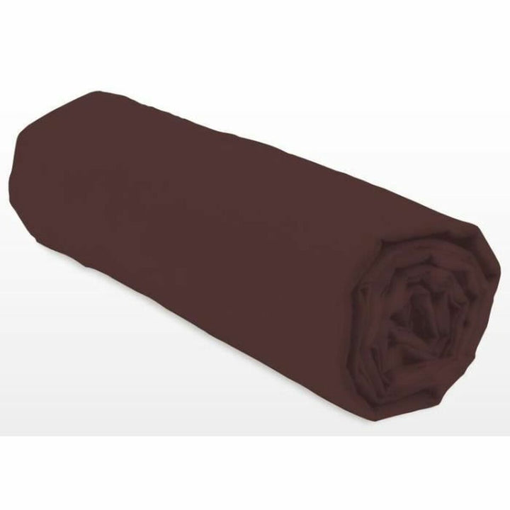 Gerolltes braunes Spannbetttuch, Lovely Home LH71591, für Matratzen 180 x 200 cm.