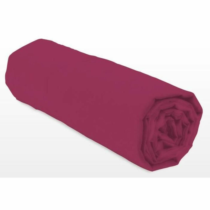 Gerolltes, rosefarbenes Spannbetttuch. Lovely Home Spannbettlaken in Pink Rose.