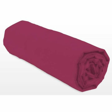 Gerolltes Spannbetttuch in Pink Rose Farbe. Weiche Textur und einfache Handhabung.