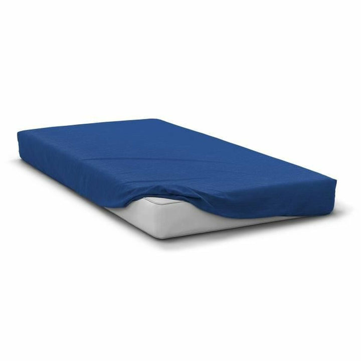 Blaues Spannbetttuch 140 x 190 cm mit glatter Textur für HOME LINGE PASSION.