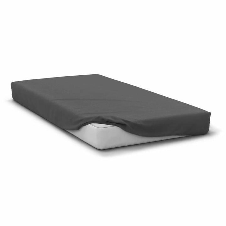 Anthrazitgraues Spannbetttuch 160 x 200 cm mit 30 cm Steghöhe für eine optimale Passform.