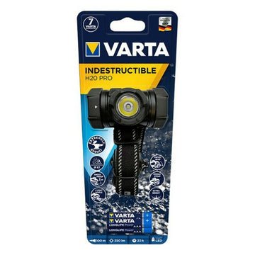 Varta H20 PRO LED-Kopflampe, robustes Design mit verstellbarem Kopfband und verschiedenen Lichtstufen.