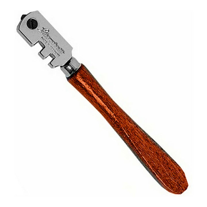SILBERSCHNITT Glasschneider mit Stahlkopf und Holzgriff.
