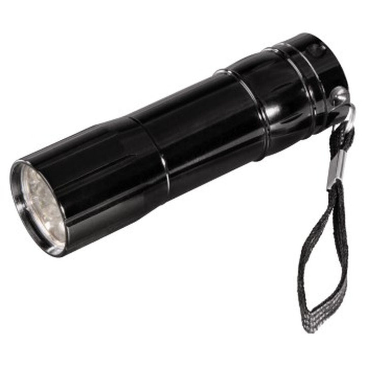 Schwarze Hama FL-92 Taschenlampe mit Handschlaufe für einfachen Transport.