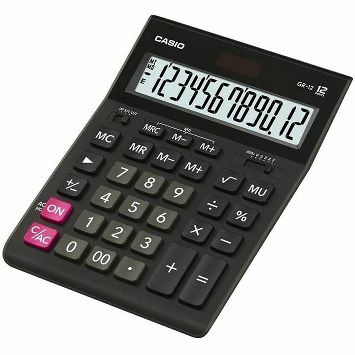 Schwarzer Casio GR-12C Rechner mit großem Display und Tasten - homely Family Shop