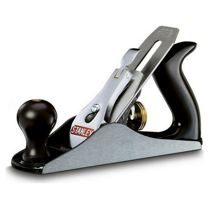 Stanley Handhobel mit silbernem Körper und schwarzem Griff. Tischlerpinsel für präzises Arbeiten.