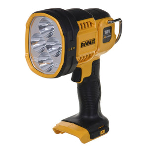 Gelbe Dewalt DCL043-XJ Taschenlampe mit LED-Leuchten und schwarzem Griff für den professionellen Einsatz.