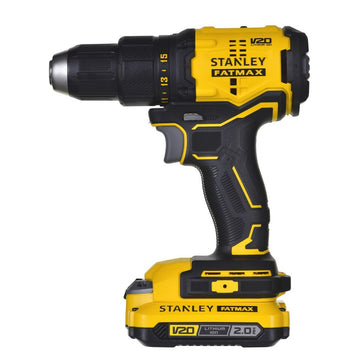 Gelber Stanley SFMCD710D2K-QW Schraubendreher mit Fatmax Akku. Leistungsstarker Schrauber.