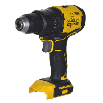Gelber Stanley Akku-Schraubendreher SFMCD710D2K-QW mit verstellbarem Bohrfutter und strukturiertem Griff.