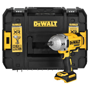 Gelber Dewalt DCF900NT-XJ Schlagschrauber mit 1396 Nm Drehmoment und schwarzem Werkzeugkoffer.