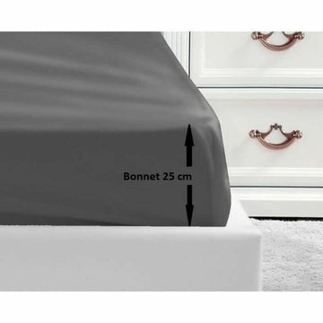Dunkelgraues Spannbettlaken Doppelbett mit 25 cm Bonnet für Matratzen.