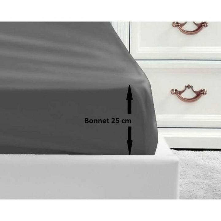 Dunkelgraues Spannbettlaken Doppelbett mit 25 cm Bonnet für Matratzen.