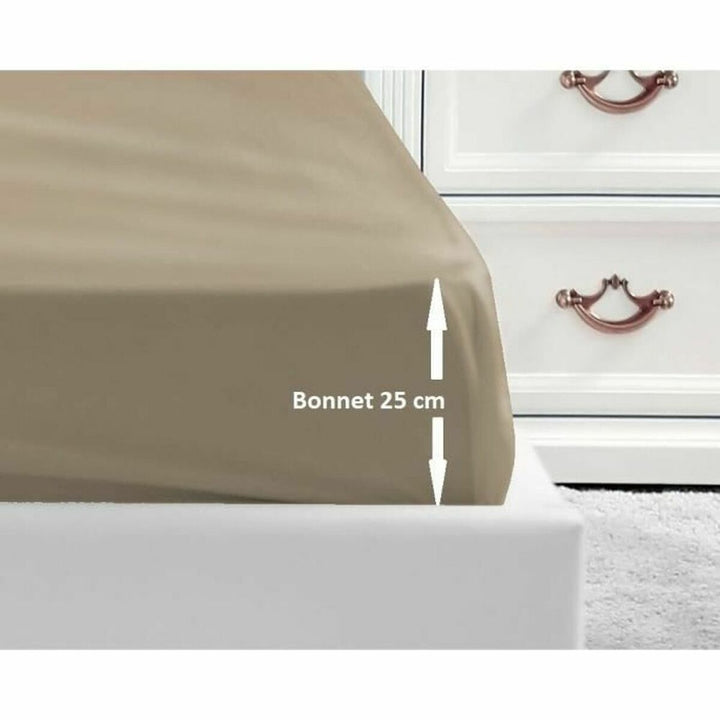 Beige Doppelbett Bettlaken mit 25 cm Bonnet für Matratzen 140 x 190 cm.