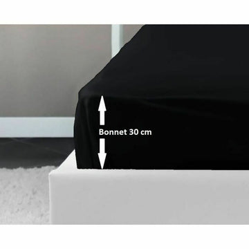 Schwarzes Spannbettlaken Lovely Home mit 30 cm Bonnet für Einzelbett 90x190.