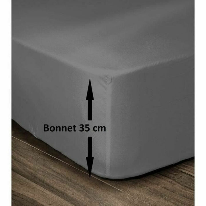 Dunkelgraues Spannbettlaken Lovely Home mit 35 cm Bonnet für Doppelbett.