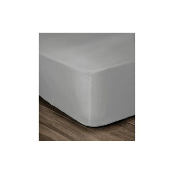 Hellgraues Doppelbett Bettlaken 160x200 cm. Glatte Oberfläche des Bettlakens.