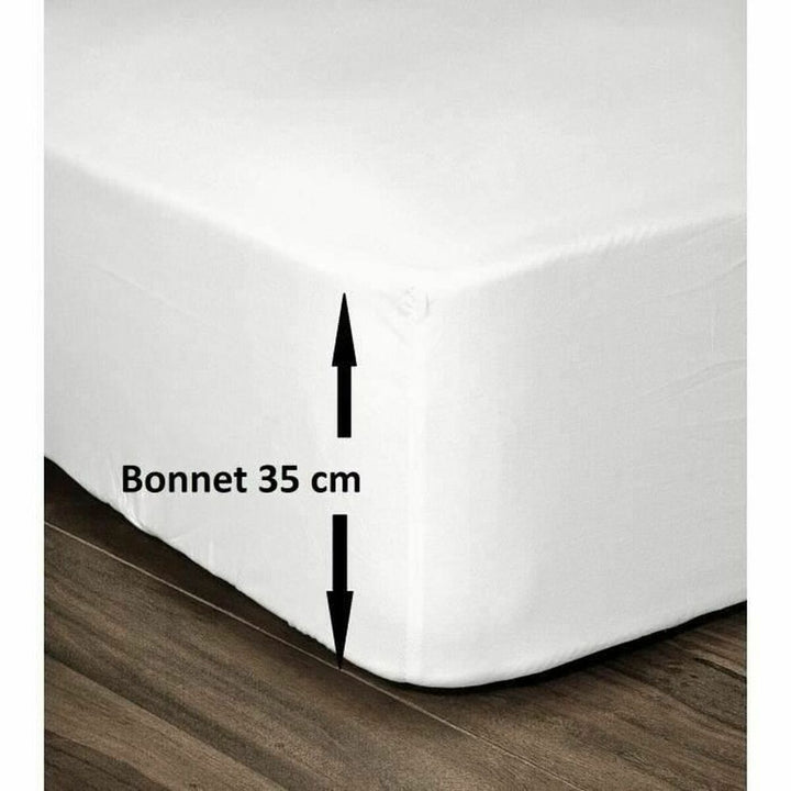 Weißes Doppelbett Spannbettlaken aus 100% Baumwolle mit 35 cm Bonnet.