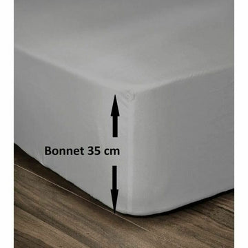 Hellgraues Spannbetttuch für Doppelbett mit 35 cm Bonnet. Lovely Home Textil.