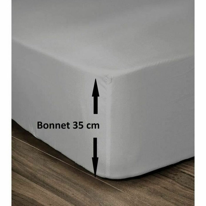 Hellgraues Spannbetttuch für Doppelbett mit 35 cm Bonnet. Lovely Home Textil.