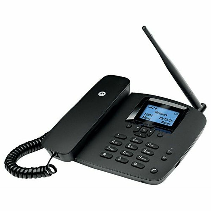 Schwarzes Motorola Festnetztelefon mit LCD Bildschirm und GSM - homely Family Shop