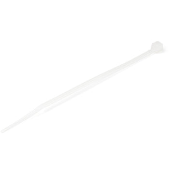 Weißer Nylon Kabelbinder mit Verschlusskopf für sichere Befestigung.
