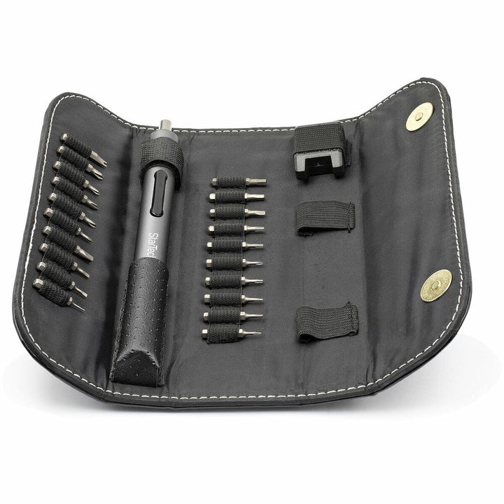 Startech CTK20PCEDRIVE Set mit 20 elektrischen Schraubenzieher-Bits in dunkler Aufbewahrungstasche.
