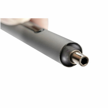 Grauer elektrischer Schraubenzieher mit Sechskantaufnahme für präzises Schrauben.